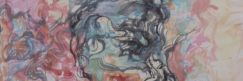 Œuvre d’art abstrait contemporain en aquarelle explorant la trame du vivant