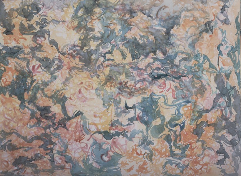 Aquarelle abstraite organique série Atlas organique inspirée des structures du vivant