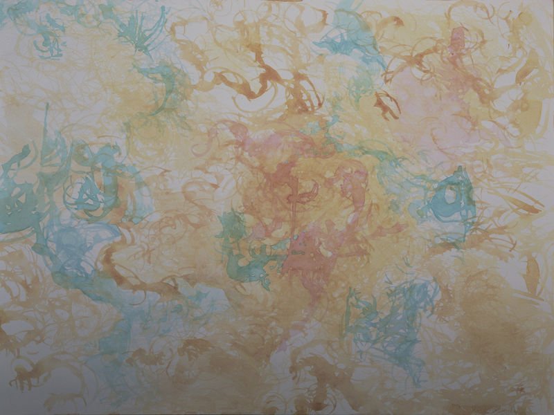 Aquarelle abstraite contemporaine série Configurations intérieures explorant les états intérieurs