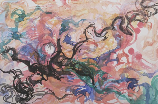 aquarelle-courant-souterrain-atlas-organique Courant souterrain est une aquarelle abstraite contemporaine sombre avec flux organiques et tensions diffuses