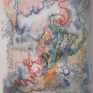 Émergence multiple est une aquarelle abstraite contemporaine aux formes multiples et gestes organiques