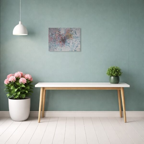 aquarelle-essaimage-diffus-configurations-interieures-mockup1 Œuvre abstraite contemporaine lumineuse dans un intérieur épuré