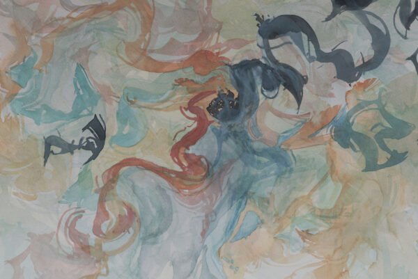 aquarelle-fragment-flottant-configurations-interieures Fragment flottant est une aquarelle abstraite contemporaine aérienne avec formes flottantes et espaces ouverts