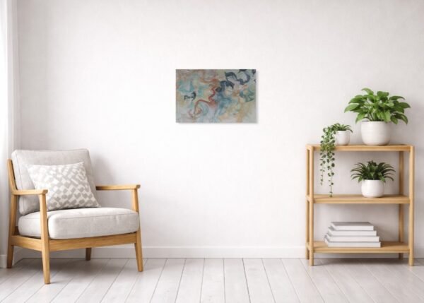 aquarelle-fragment-flottant-configurations-interieures-mockup1 Œuvre abstraite contemporaine lumineuse dans un intérieur minimaliste