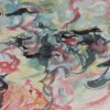 aquarelle-polyphonie-en-tension-atlas-organique Polyphonie en tension est une aquarelle abstraite contemporaine noire rouge et turquoise aux gestes multiples