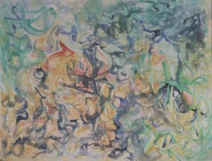 Trace persistante - Ecritures vivantes Trace persistante est une aquarelle abstraite contemporaine expressive aux traces persistantes et rythmes organiques